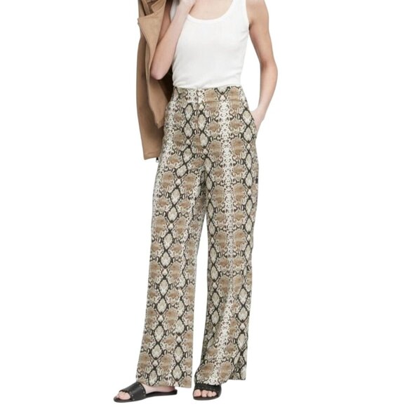 Banana Republic Wide Leg High Rise Python Print Pants Size 4 - Picture 1 of 9